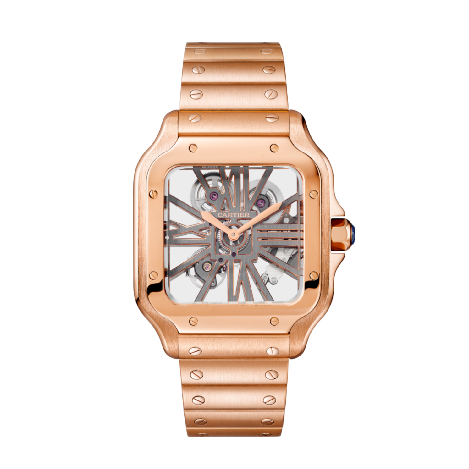 Resim SANTOS DE CARTIER SKELETON - ROSE GOLD HAND WOUND LARGE