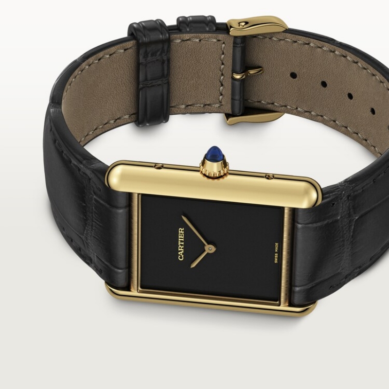 Resim TANK LOUIS CARTIER - YELLOW GOLD CASE  BLACK DIAL